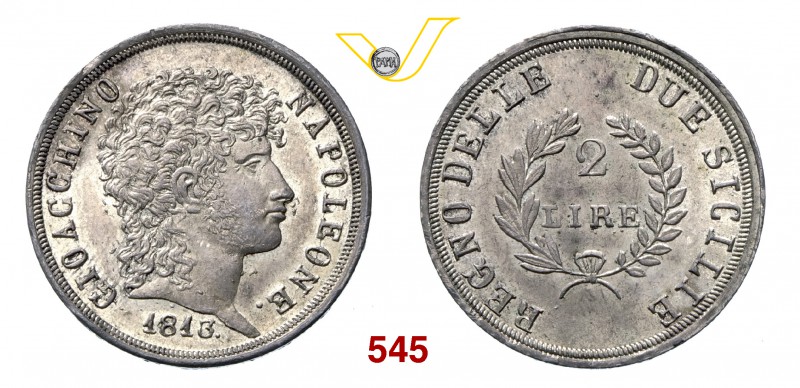 GIOACCHINO NAPOLEONE MURAT (1808-1815) 2 Lire 1813. Pag. 60 Ag g 10,02 più di SP...