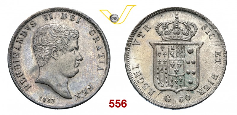 FERDINANDO II DI BORBONE (1830-1859) 60 Grana o Mezza Piastra 1833. Pag. 229 Ag ...
