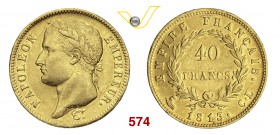 NAPOLEONE I, Imperatore (1804-1814) 40 Franchi 1813 Genova. Pag. 22 Au g 12,84 Molto rara • Buona qualità per il tipo di moneta BB+