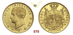 NAPOLEONE I, Imperatore (1804-1814) 40 Lire 1811 Milano. Pag. 14 Au g 12,91 Rara BB/SPL