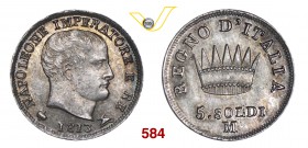 NAPOLEONE I, Imperatore (1804-1814) 5 Soldi 1813 Milano. Pag. 64 Ag g 1,26 FDC