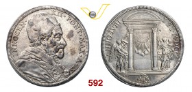 INNOCENZO XII (1691-1700) Piastra 1700 A. IX, Roma. Munt. 14 Ag g 31,75 Rara q.SPL
