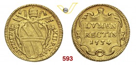 CLEMENTE XII (1730-1740) Scudo d'oro 1734 A. V, Roma. D/ Stemma R/ Scritta e data in cartella. Munt. 13 Au g 3,06 BB÷SPL