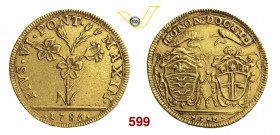 PIO VI (1775-1799) 2 Doppie 1786, Bologna. Chimienti 984 Au g 10,90 BB/SPL