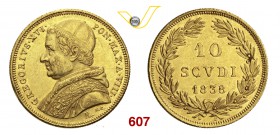 GREGORIO XVI (1831-1846) 10 Scudi 1838 VIII, Roma. Pag. 161 Au g 17,34 Rara q.SPL