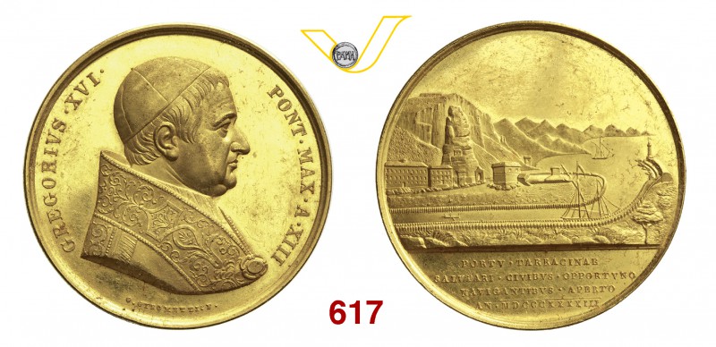 GREGORIO XVI (1831-1846) Medaglia 1843 XIII per l'apertura del porto di Terracin...