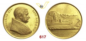 GREGORIO XVI (1831-1846) Medaglia 1843 XIII per l'apertura del porto di Terracina. Bart. E843 Au g49,35 Estremamente rara • Solo 38 esemplari coniati;...