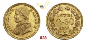 PIO IX (1846-1878) 2,5 Scudi 1855 X, Roma. Pag. 359 Au g 4,34 SPL/q.FDC
