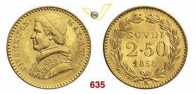 PIO IX (1846-1878) 2,5 Scudi 1858 XII, Roma. Pag. 365 Au g 4,31 FDC