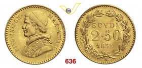 PIO IX (1846-1878) 2,5 Scudi 1858 XII, Roma. Pag. 365 Au g 4,33 FDC