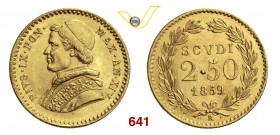 PIO IX (1846-1878) 2,5 Scudi 1859 XIII, Roma. Pag. 367 Au g 4,31 q.FDC