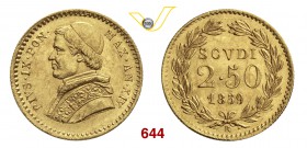 PIO IX (1846-1878) 2,5 Scudi 1859 XIV, Roma. Pag. 368 Au g 4,31 SPL÷FDC