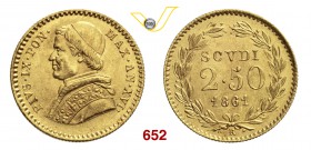 PIO IX (1846-1878) 2,5 Scudi 1861 XVI, Roma. Pag. 372 Au g 4,32 q.FDC