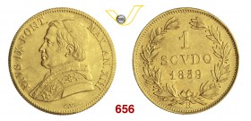 PIO IX (1846-1878) Scudo largo 1859 XIII, Roma. Pag. 383 Au g 1,75 SPL÷FDC