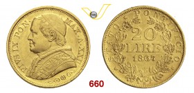 PIO IX (1846-1878) 20 Lire 1867 XXII, Roma “busto medio”. Pag. 531 Au g 6,44 BB/SPL