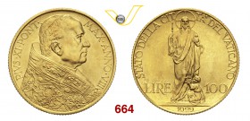 PIO XI (1929-1938) 100 Lire 1929 VIII, Roma. Pag. 612 Au g 8,79 FDC