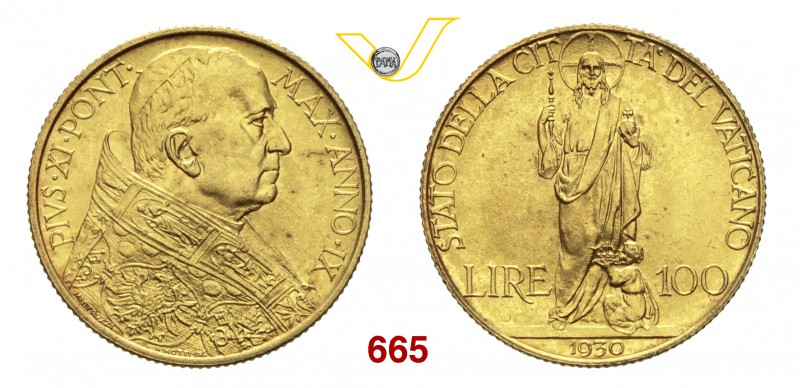 PIO XI (1929-1938) 100 Lire 1930 IX, Roma. Pag. 613 Au g 8,80 Molto rara q.FDC