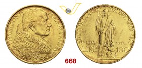 PIO XI (1929-1938) 100 Lire 1933-1934 Jub, Roma Pag. 616 Au g 8,79 FDC