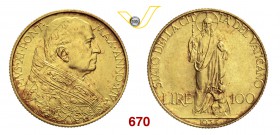 PIO XI (1929-1938) 100 Lire 1935 XIV, Roma. Pag. 618 Au g 8,81 Rara SPL/FDC