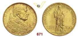 PIO XI (1929-1938) 100 Lire 1936 XV, Roma. Pag. 619 Au g 5,20 Non comune FDC