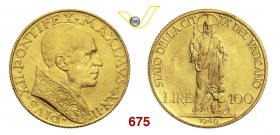 PIO XII (1939-1958) 100 Lire 1940 II, Roma. Pag. 706 Au g 5,21 Rara FDC