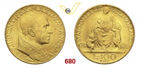 PIO XII (1939-1958) 100 Lire 1942 IV, Roma. Pag. 708 Au g 5,17 Rara FDC