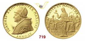 GIOVANNI XXIII (1958-1963) Medaglia 1961 A. IV per la promulgazione dell'enciclica "Mater et Magistra" Bart. E962 Modesti 119 Au g 64,63 Rara • Solo 1...