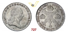 AUSTRIA FRANCESCO II (1792-1835) Crocione 1796, Gunzburg. Dav. 1180 Ag g 29,54 BB+