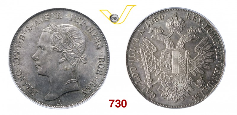 AUSTRIA FRANCESCO GIUSEPPE (1848-1916) Tallero 1850 A. Kr. 2241 Dav. 15 Ag • PCG...