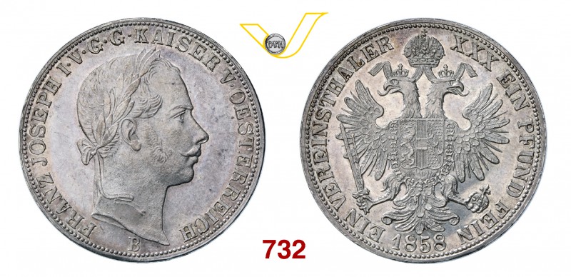 AUSTRIA FRANCESCO GIUSEPPE (1848-1916) Tallero 1858, Gunzburg. Dav. 21 Ag g 18,5...