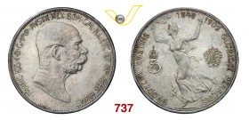 AUSTRIA FRANCESCO GIUSEPPE (1848-1916) 5 Corone 1908. Kr. 2809 Dav. 35 Ag g 23,99 SPL÷FDC