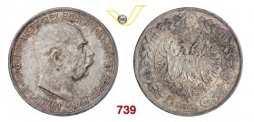 AUSTRIA FRANCESCO GIUSEPPE (1848-1916) 5 Corone 1909 Kr. 2813 Dav. 37 Ag g 23,96 SPL/FDC