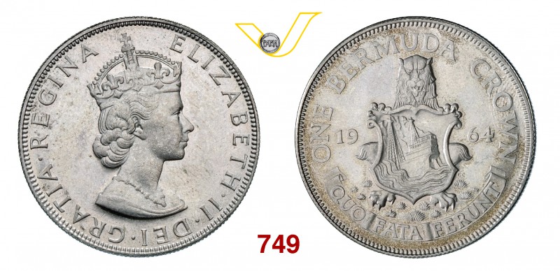 BERMUDA ELISABETTA II (1952-...) Corona 1964. Kr. 14 Ni q.FDC/proof