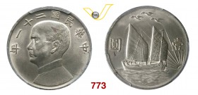 CINA REPUBBLICA Dollaro s.d. (1932) Y. 344 L.&M. 108 Ag • PCGS UNC detail, cleaned SPL/q.FDC