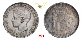FILIPPINE ALFONSO XIII (1886-1931) Peso 1897. Kr. 154 Ag g 24,92 SPL