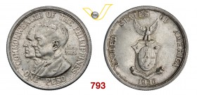 FILIPPINE AMMINISTRAZIONE AMERICANA Peso 1936. Kr. 178 Ag g 19,94 • Bella patina SPL÷FDC