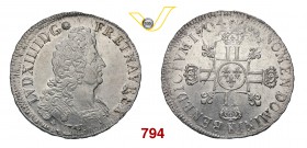 FRANCIA LUIGI XIV (1643-1715) Scudo 1704 "alle 8 elle" K, Bordeaux. Gad. 224 Dav. 1320.11 Ag g 27,09 SPL