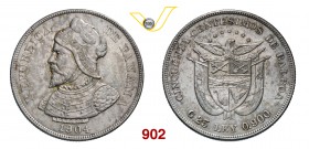 PANAMA REPUBBLICA 50 Centimos o 1/2 Balboa 1904. Kr. 5 Ag g 24,98 SPL÷FDC