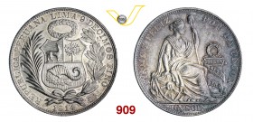 PERU' REPUBBLICA 1 Sol 1914. Kr. 196.26 Ag g 25,01 SPL÷FDC