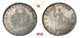PERU' REPUBBLICA 8 Reales 1825, Lima. Kr. 142.1 Ag g 27,01 SPL÷FDC