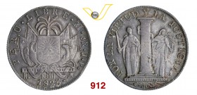 PERU' FERDINANDO VII (1808-1833) 8 Reales 1823, Lima. Kr. 136 Ag g 26,65 • Bella patina q.SPL