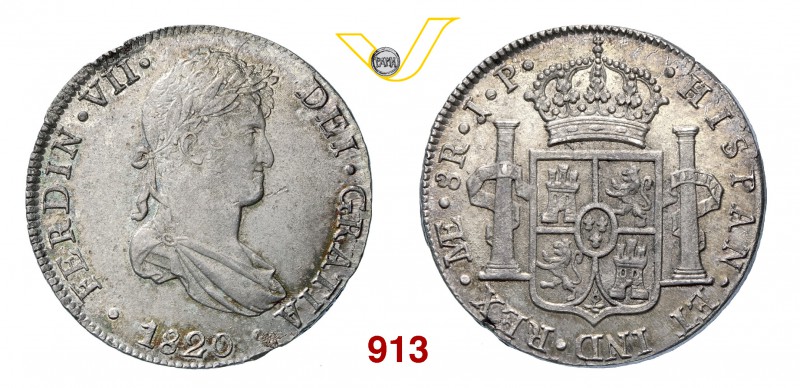 PERU' FERDINANDO VII (1808-1833) 8 Reali 1820, Lima. Kr. 117.1 Ag g 27,82 SPL+