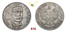 POLONIA REPUBBLICA 10 Zlotych 1933. Y. 24 Dav. 255 Ag g 21,87 BB/SPL
