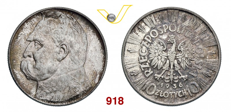 POLONIA REPUBBLICA 10 Zlotych 1936. Y. 29 Dav. 257 Ag g 22,09 FDC