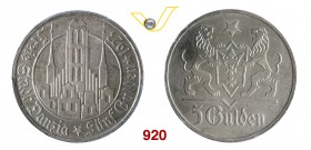 POLONIA - Danzica 5 Gulden 1923. Kr. 147 Dav. 68 Ag • PCGS PR64+. Dei 4 esemplari certificati PCGS, questo è il migliore FDC/proof
