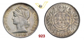 PORTOGALLO REPUBBLICA (1910-...) 1 Escudo 1916. Kr. 564 Dav. 270 Ag g 24,92 SPL+