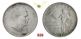 ROMANIA MICHELE I (1940-1947) 100.000 Lei 1946. Kr. 71 Dav. 277 Ag g 25,41 q.FDC