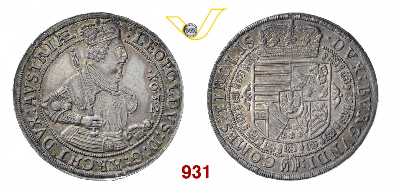 SACRO ROMANO IMPERO ARCIDUCA LEOPOLDO (1626-1632) Tallero 1632, Hall. Kr. 804.2 ...