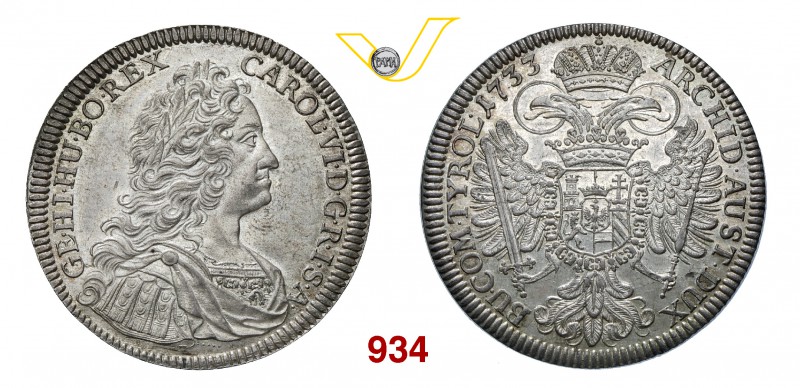 SACRO ROMANO IMPERO CARLO VI (1711-1740) Tallero 1733, Hall. Kr. 695.1 Dav. 1055...