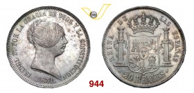 SPAGNA ISABELLA II (1833-1868) 20 Reales 1851. Y. 23.1 Dav. 333 Ag g 26,11 SPL
